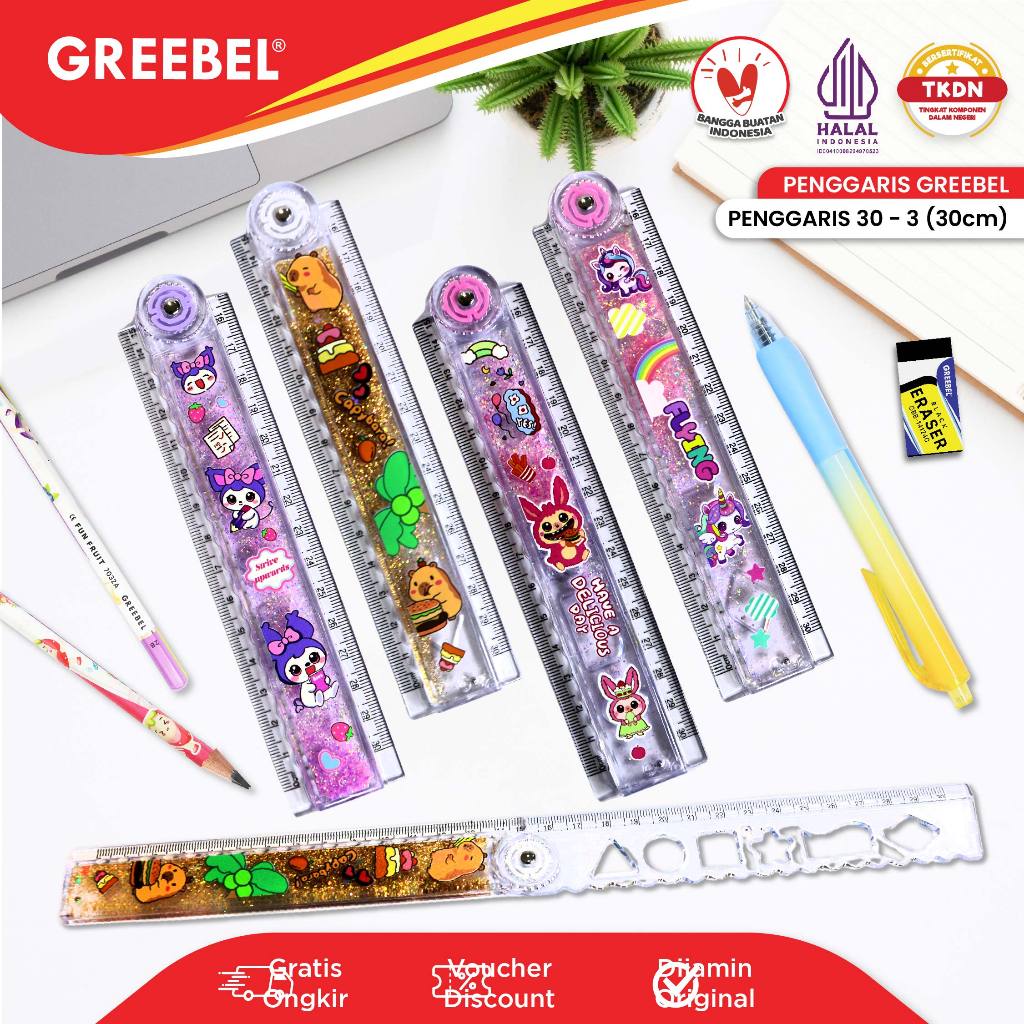 

GREEBEL Penggaris Lipat Karakter Glitter 30cm / Ruler Foldable Glitter (30-3) / Penggaris Lipat Lucu Sekolah