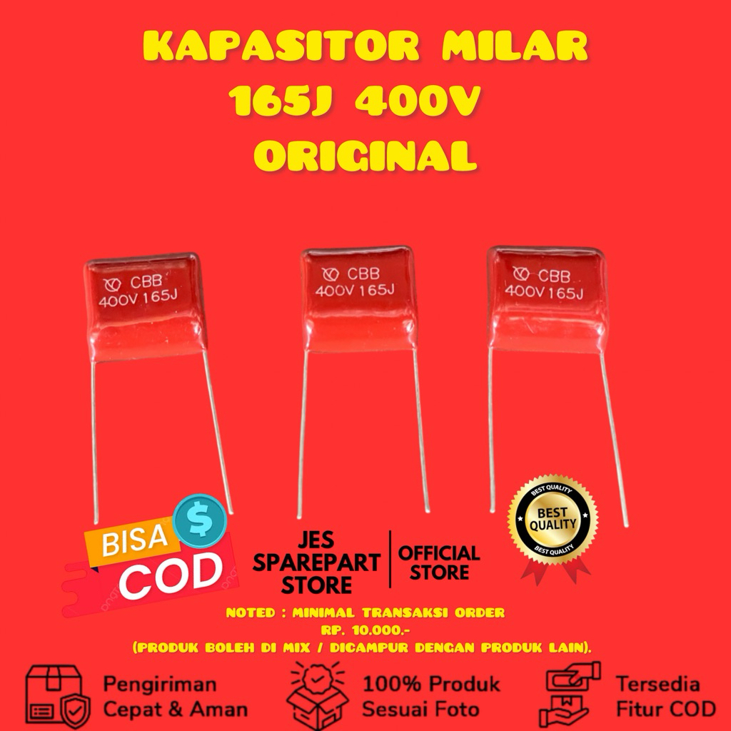 KAPASITOR MILAR 165J 400V ORIGINAL