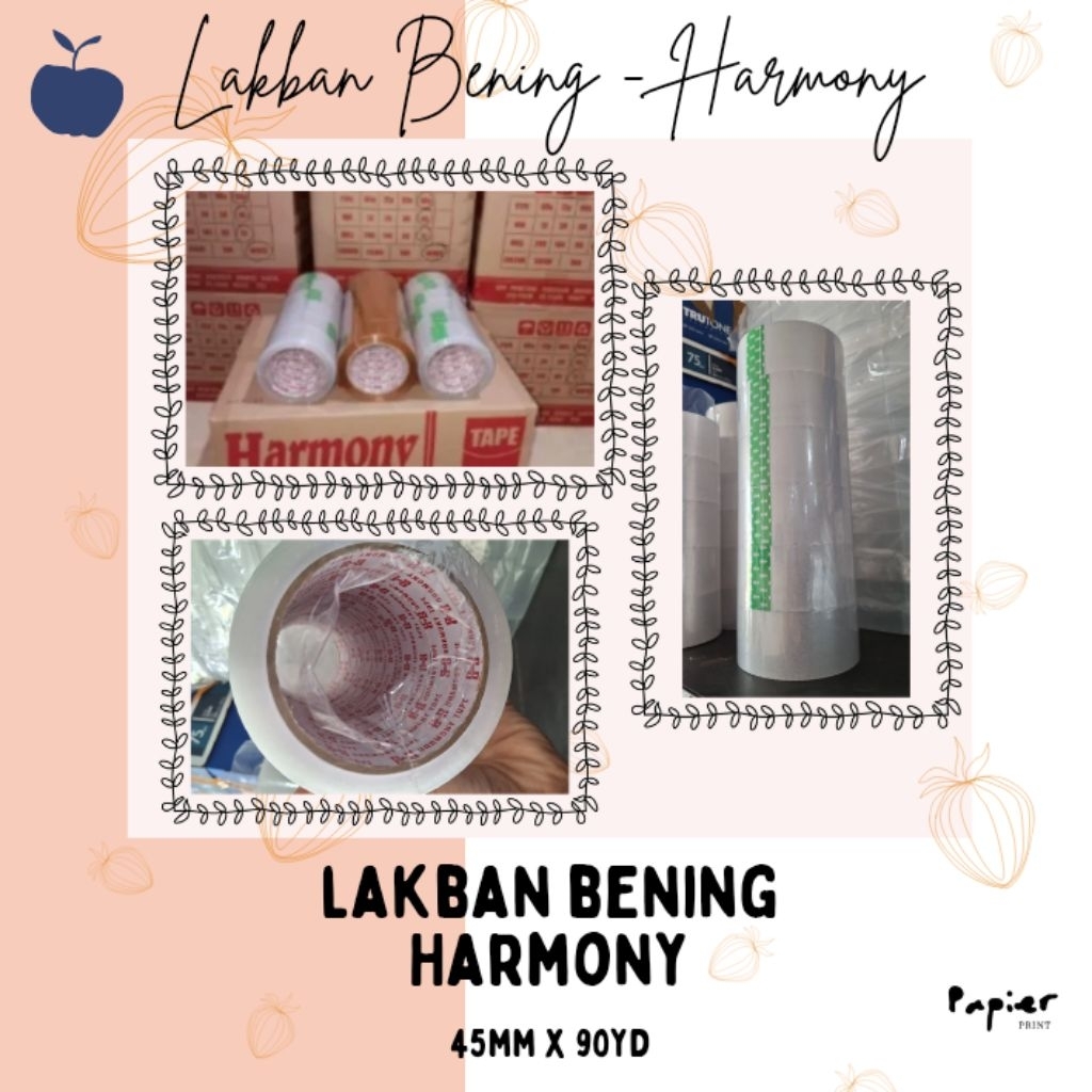

[TERMURAH 1 dus isi 72pcs] PAPIER - Lakban Bening HARMONY | Lakban Bening 45mm x 90yard 1 karton