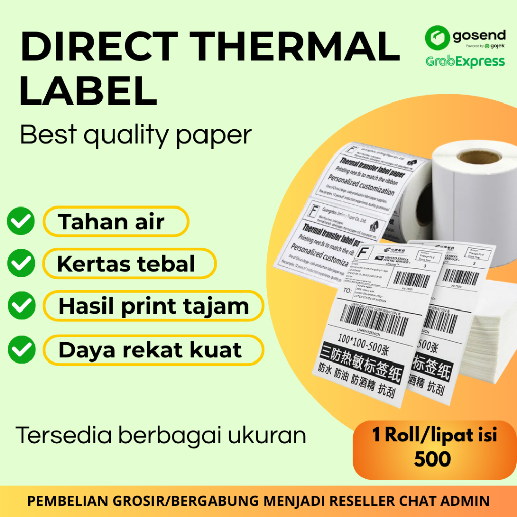 

[1 DUS ] Kertas Thermal Label – Label Pengiriman / Label Barcode / Label Harga – Tanpa Tinta – Cetak Mudah & Cepat