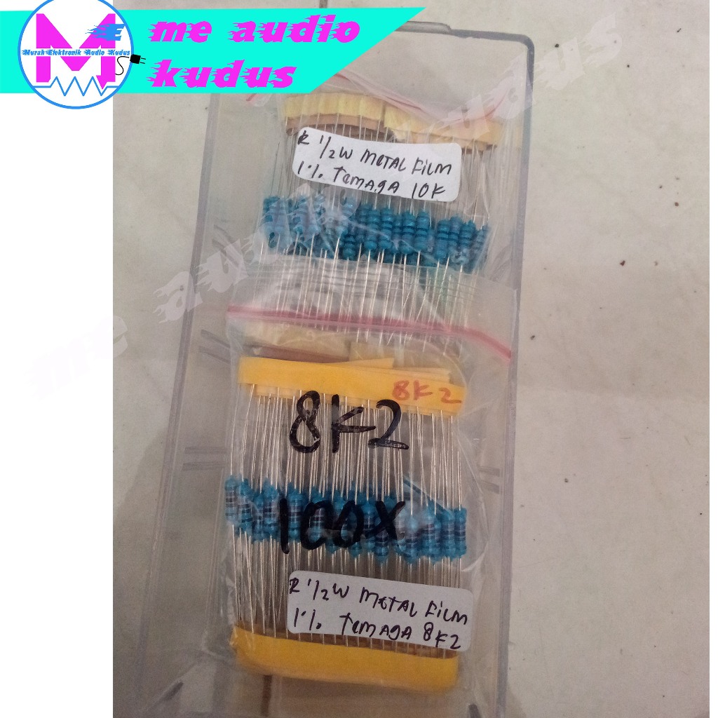 RESISTOR/R 1/2 WATT METAL FILM 1% TEMBAGA BERBAGAI UKURAN 1OK/ 8K2/ 12OHM/ 12K/ 15K/15OK/220K/ 22OHM
