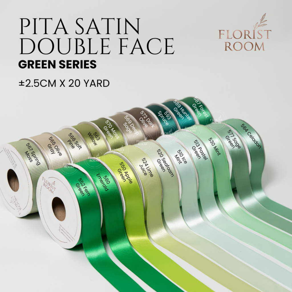 

Pita Satin Double Face ±2.5cm x 20yard Green Series