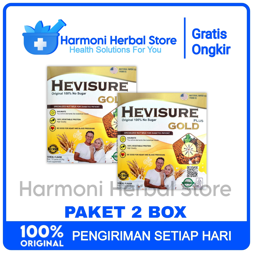 

Paket 2 Box Hevisure Gold Susu Diabetes Kencing Manis Menstabilkan Gula Darah Original Asli