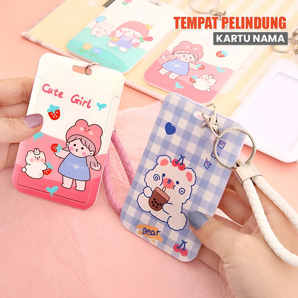 

EC ID Card Holder Motif Karakter Lucu Pelindung Kartu Name Tag / Tempat Kartu Akses Kantor MRT Busway E-Money Flazz Lanyard Stockami C1240