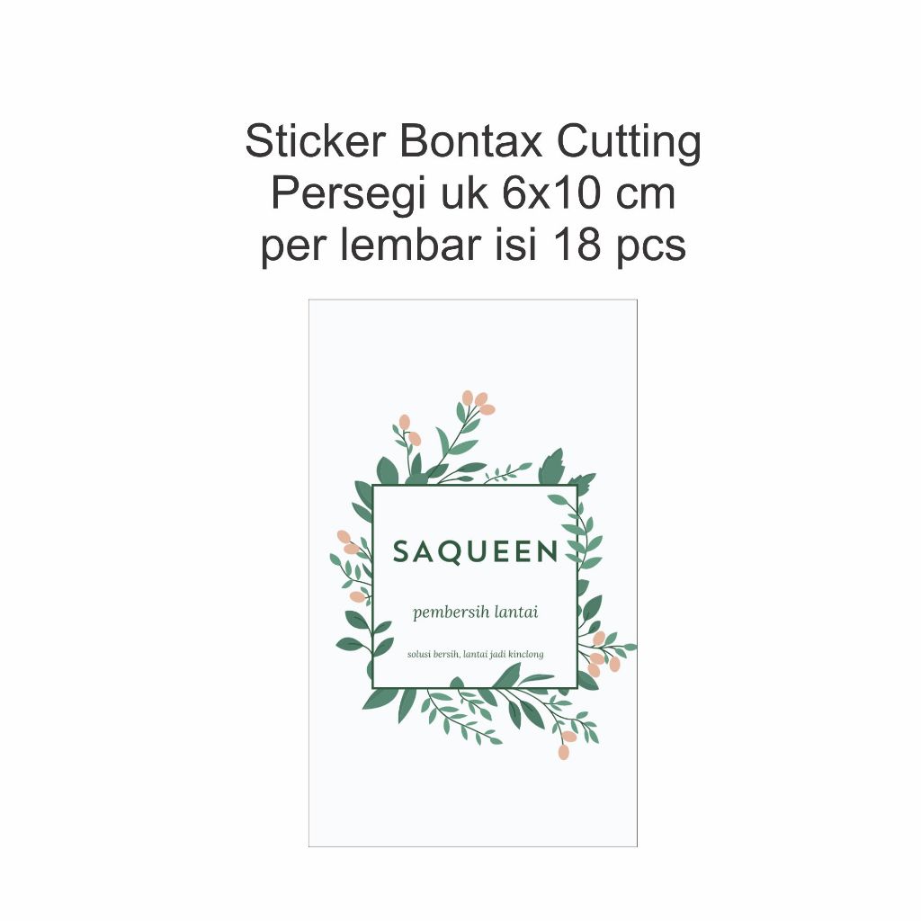 

Sticker Label untuk sabun pembersih lantai, bahan bontax, cutting persegi