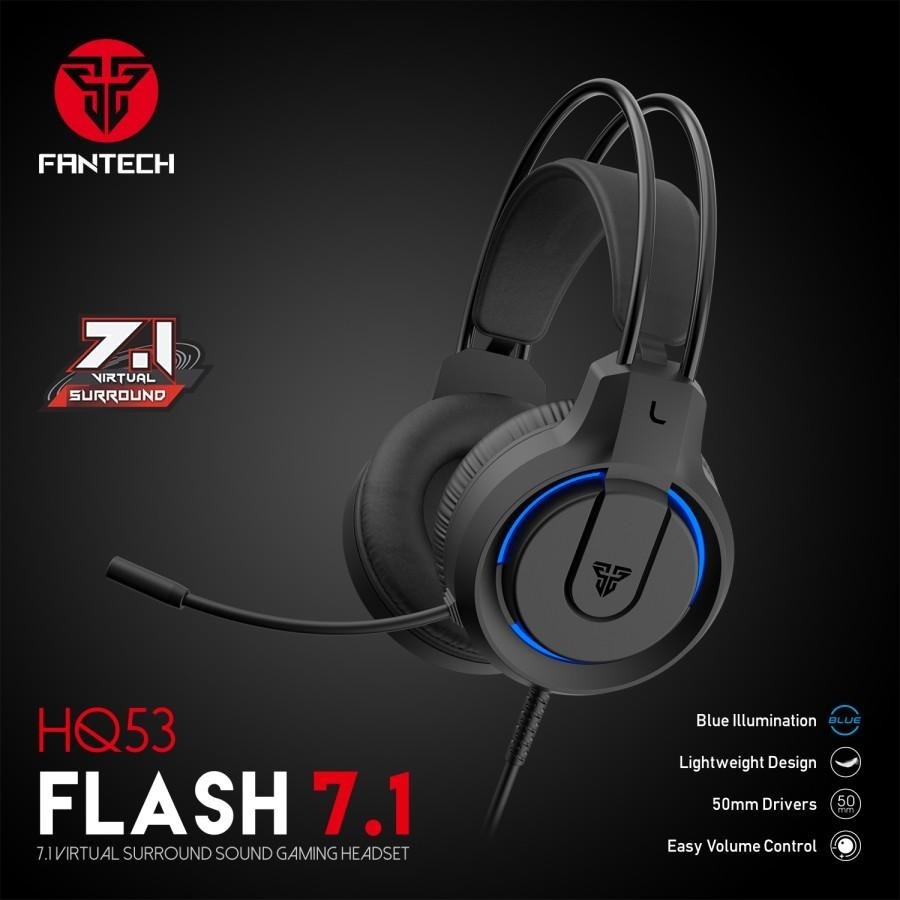 HEADSET GAMING Fantech Flash | Flash 7.1 HQ53 USB Port / HEADSET GAMING PC Komputer / HEADSET Laptop