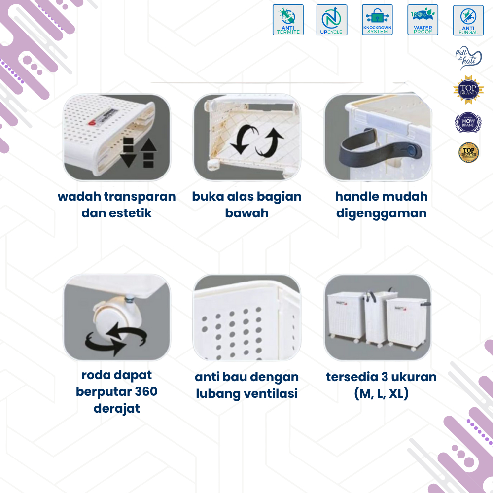 KERANJANG BAJU LIPAT MINIMALIS / KERANJANG LAUNDRY MULTIFUNGSI PERABOT RUMAH KITA