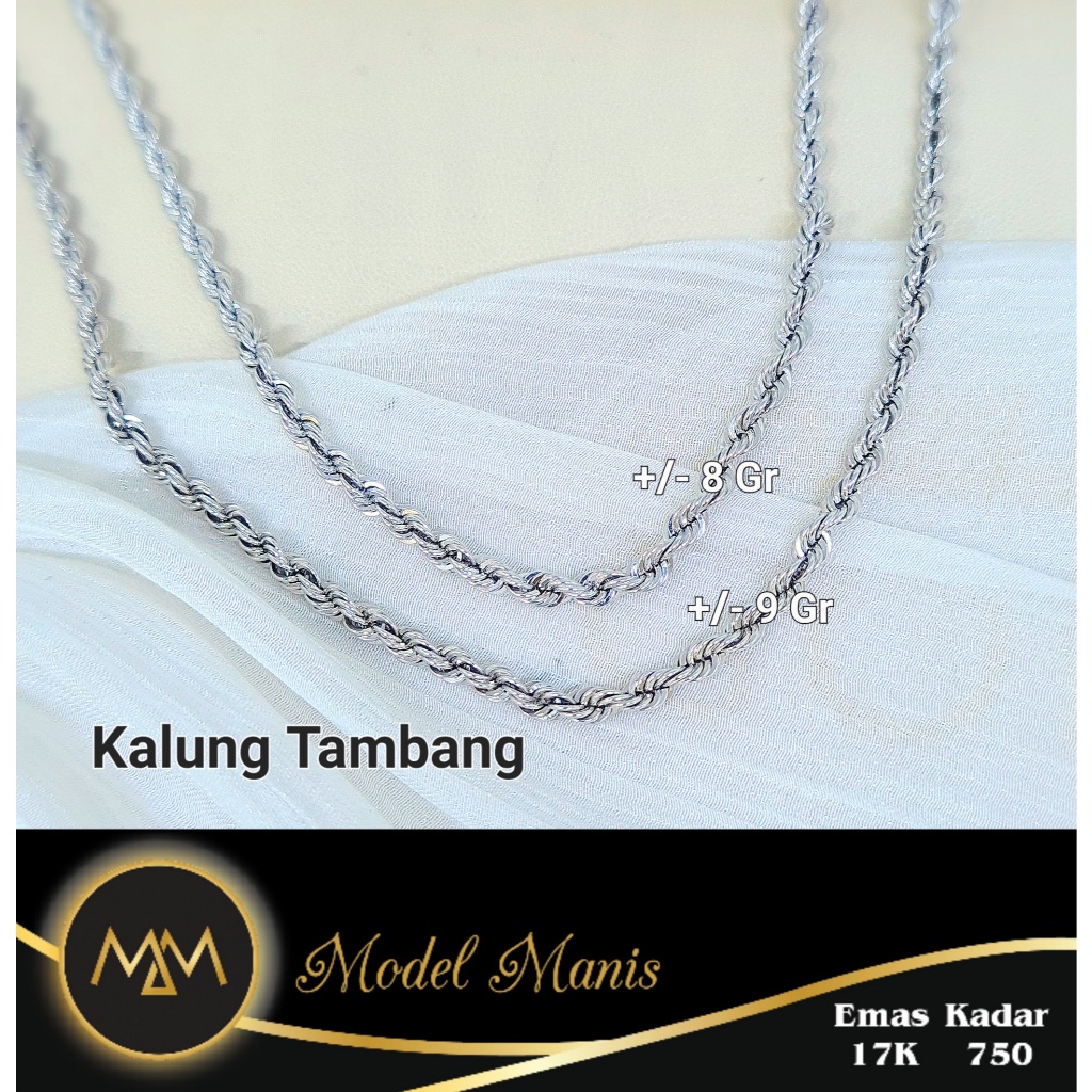 Model Manis Gold - Kalung Tambang Putih - Emas 17k 750