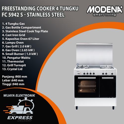 Modena FC 5942 S - Kompor Freestanding 4 Tungku Modena Garansi Resmi Made In Italy / Modena FC5942S