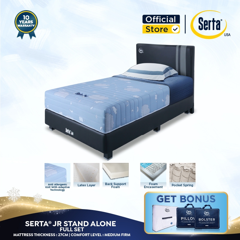 SERTA JR Stand Alone [Medium Firm] - Kasur Spring Bed with Cooling Tech [Full Set]