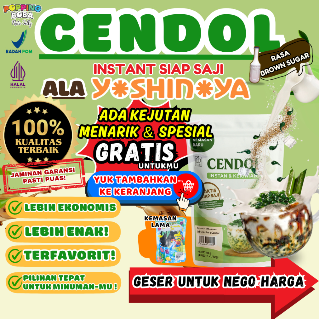 

Jelly Cendol Kecebong ala Yoshinoya - Topping Minuman Cendol Instan Praktis & Siap Saji 500 Gram