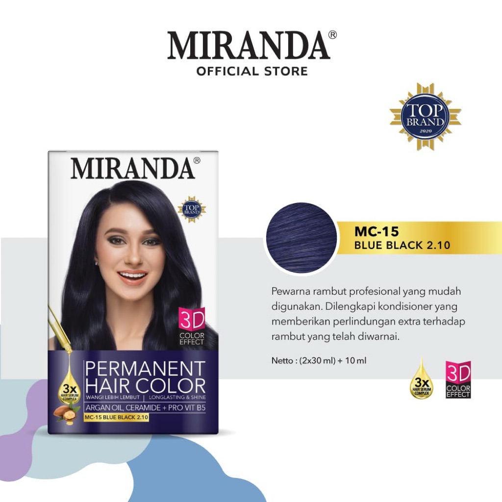 Miranda Permanent Hair Color Blue Black – Pewarna Rambut Permanen Hitam Kebiruan