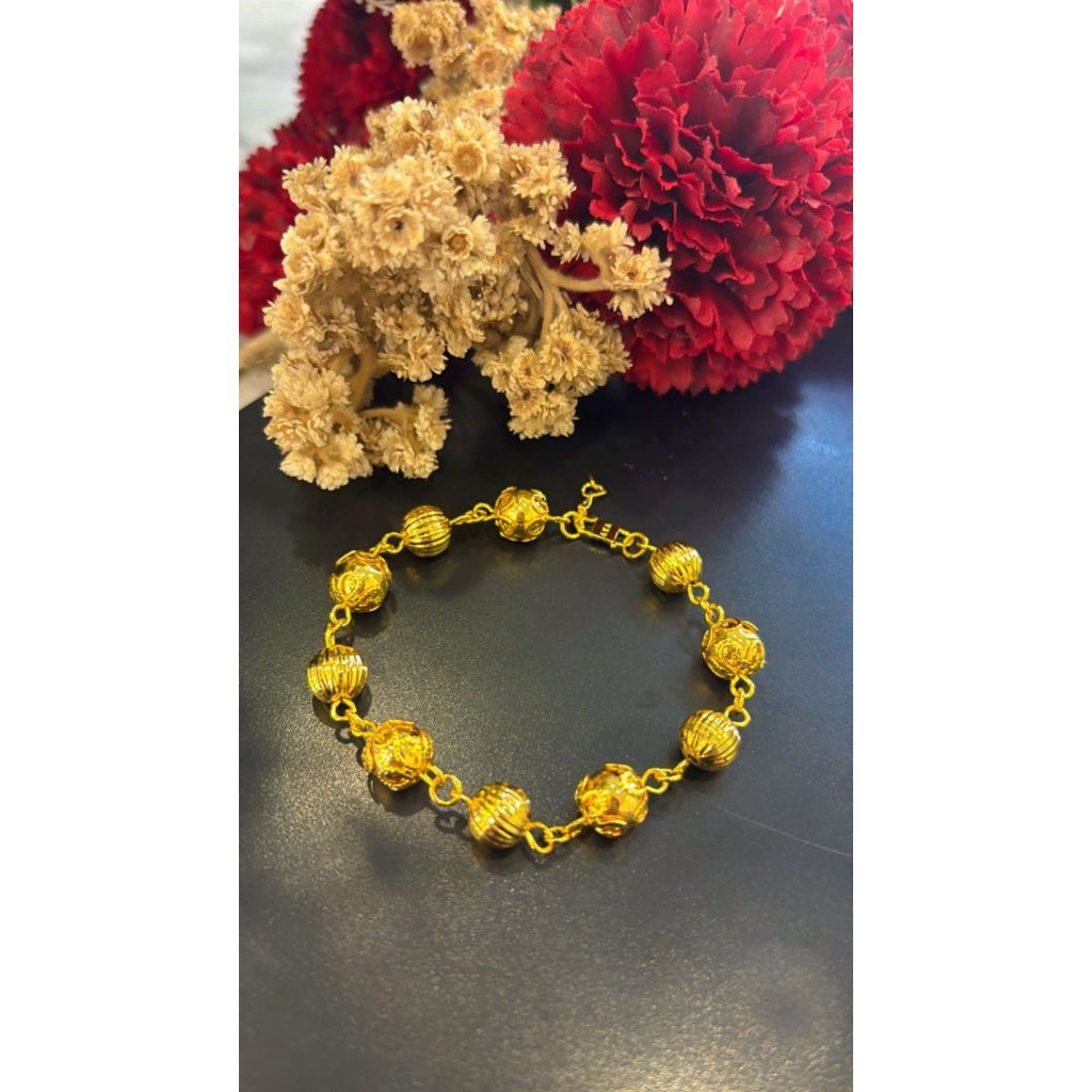 gelang rantai bola bahan lapis emas 24 k