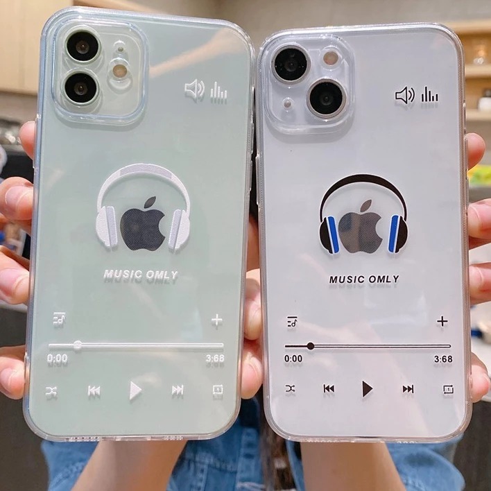 Softcase TPU Bening Bergambar Motif Headset Musik Only For Realme C21 C21Y C25Y C30 C31 C35 B025