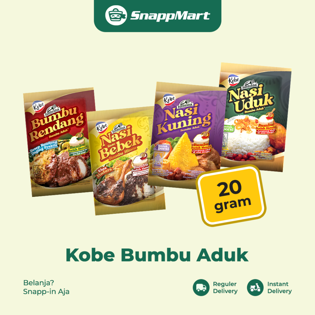 

Kobe Bumbu Aduk Rendang Nasi Uduk Bebek Kuning (20 gram) - INSTANT / SAMEDAY / REGULER - Bahan Masak & Bumbu