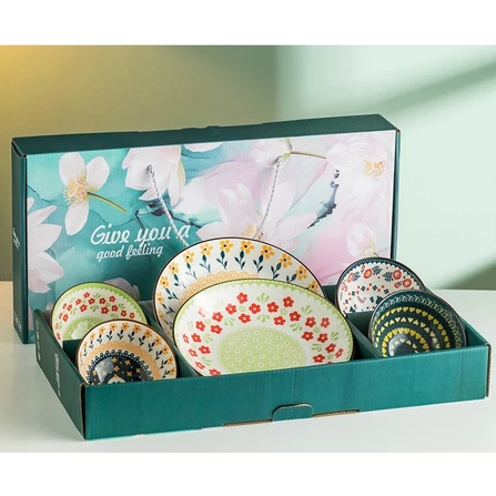 [GB] GIFT BOX PIRING MANGKOK HAMPERS MOTIF BUNGA / MANGKOK SOUVENIR / MANGKOK LEBARAN/ HAMPERS LEBAR