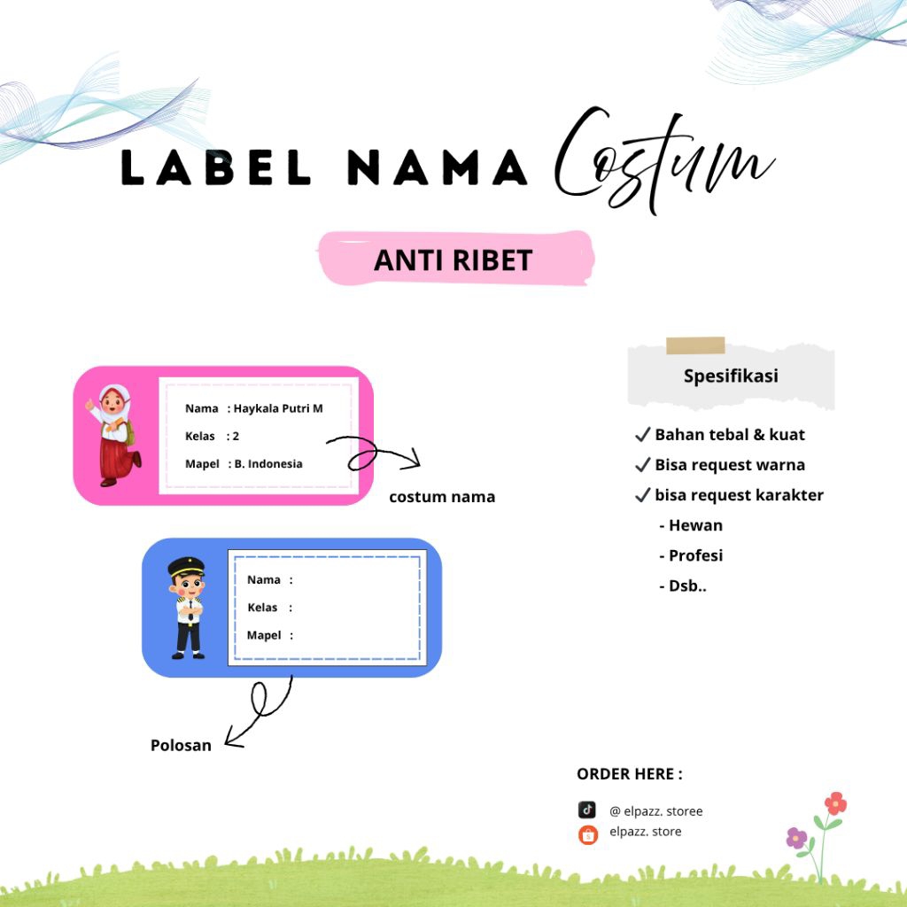 

[isi 15 pcs] LABEL NAMA BUKU PELAJARAN COATUM WARNA & KARAKTER
