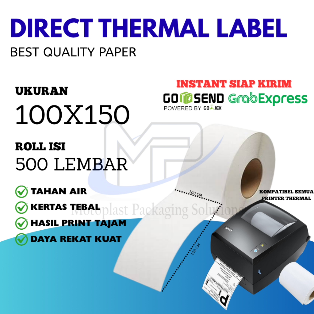 

KERTAS STICKER THERMAL 100x150mm 500 LBR | STICKER LABEL THERMAL | LABEL TERMAL | RESI PENGIRIMAN