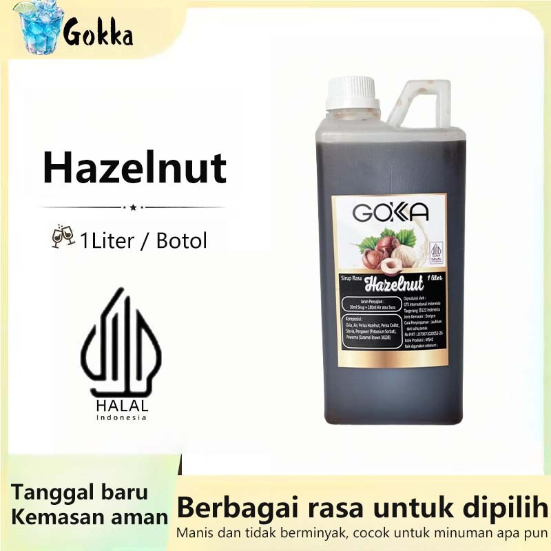 

GOKKA Sirup Minuman Rasa Hazelnut 1L Syrup / Sirup Hazelnut Sertifikasi Halal