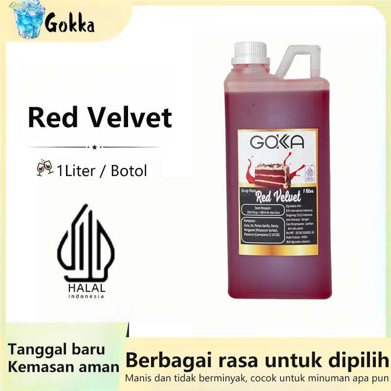 

GOKKA Sirup Minuman Rasa Red Velvet 1L Syrup / Sirup Red Velvet Sertifikasi Halal
