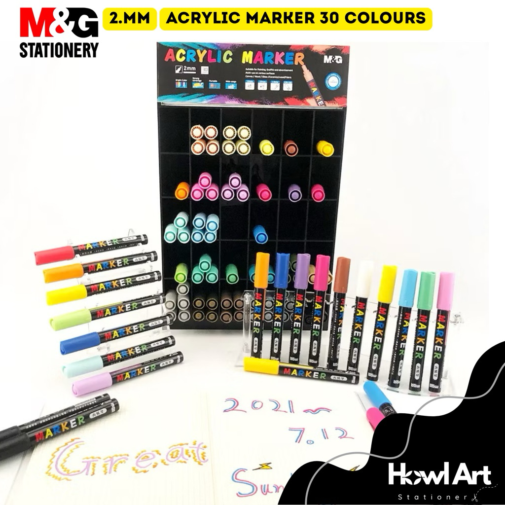 

M&G Acrylic Marker Spidol Akrilik Spidol Warna 30 Pilihan Multifungsi dan Tahan Air