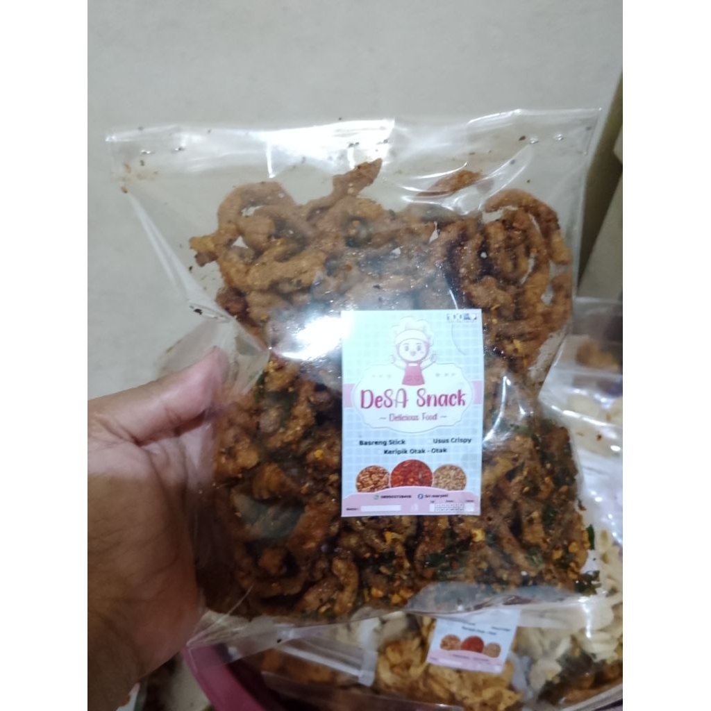

usus crispy pedas daun jeruk 250 gram