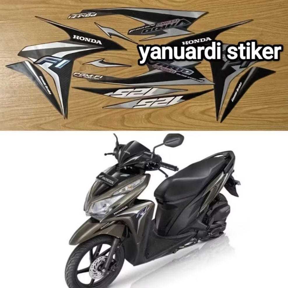 Striping stiker vario 125 techno fi tahun 2014 iss coklat vario 2014 brown Idling stop