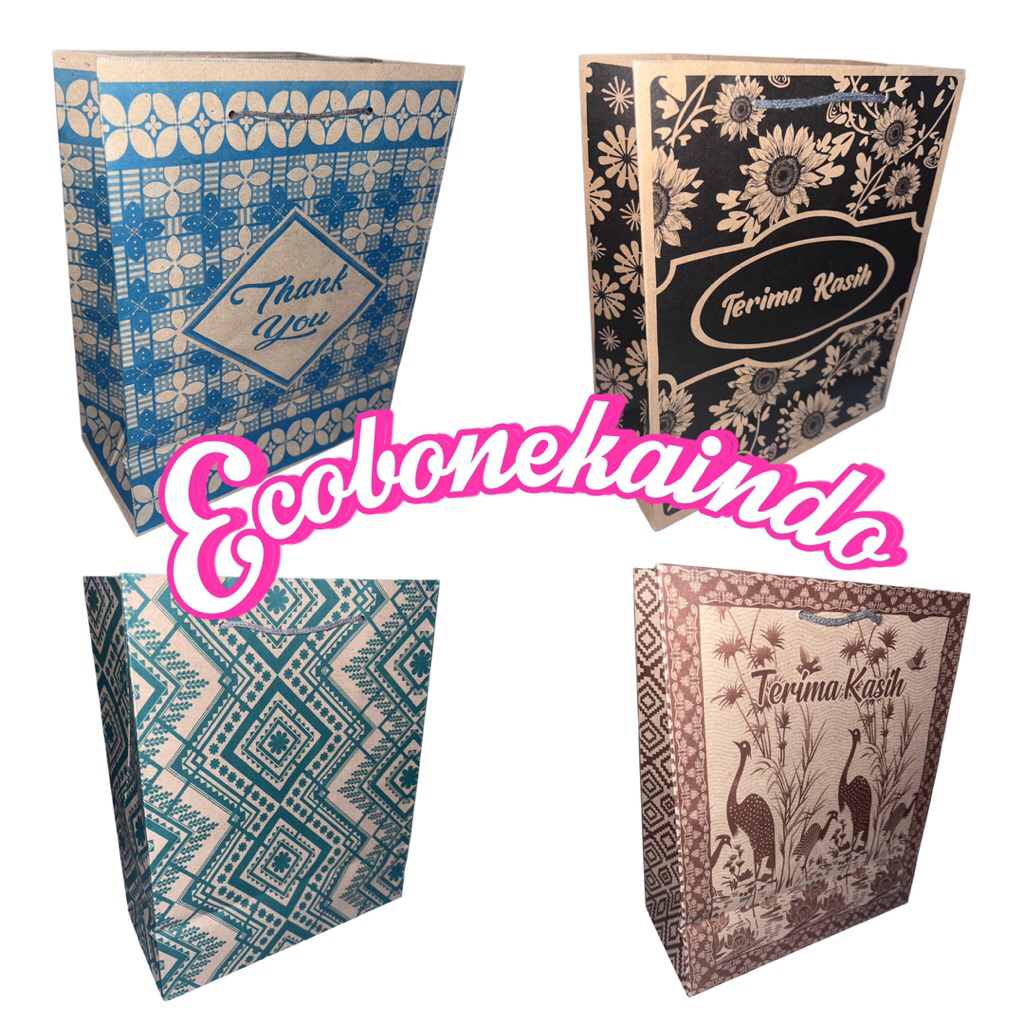 

Paper bag batik motif 25 cm x 20 cm x 10 cm tas souvenir paperbag goodie bag kecil ecobonekaindo