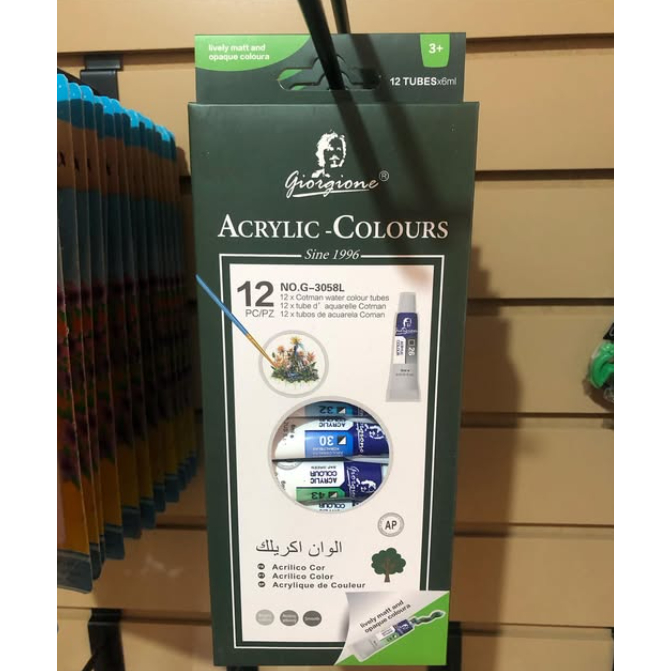 

Giorgione Cat Akrilik Set 12 Warna x 6ml - Cat Lukis Acrylic Paint 12 Color Melukis Menggambar Anak