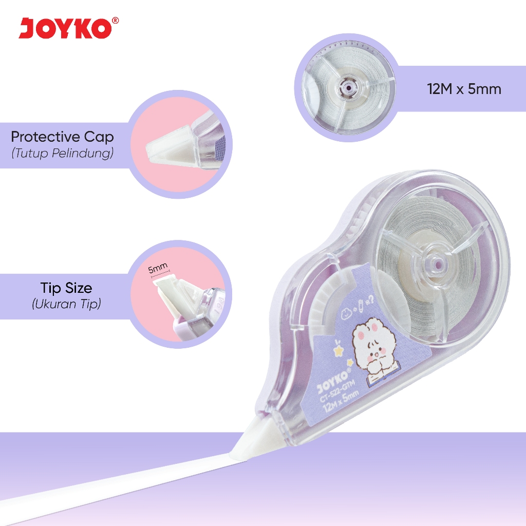 

Tipe-X Pita / Pita Koreksi Correction Tape Joyko CT-522-GTM Good Time