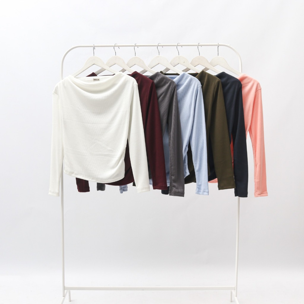 AGAY - ZETA TOP KNIT RIB BOAT NECK LENGAN PANJANG