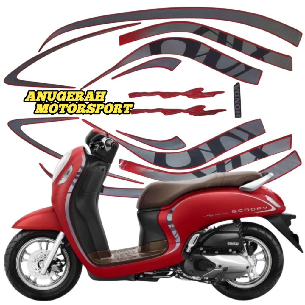 striping sticker lis Scoopy stylish merah 2020 2021