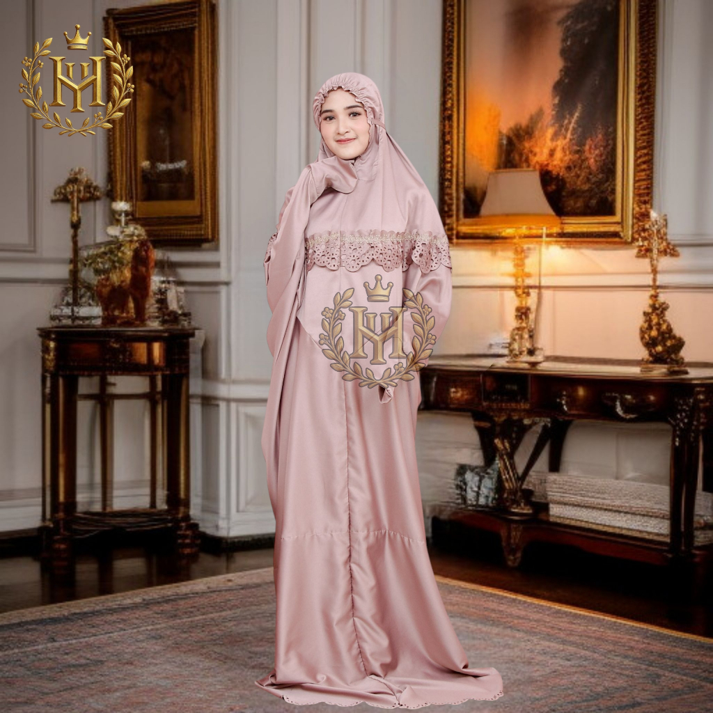 Mukena terusan dewasa sutra velvet lasercut mukena dewasa lembut kekinian
