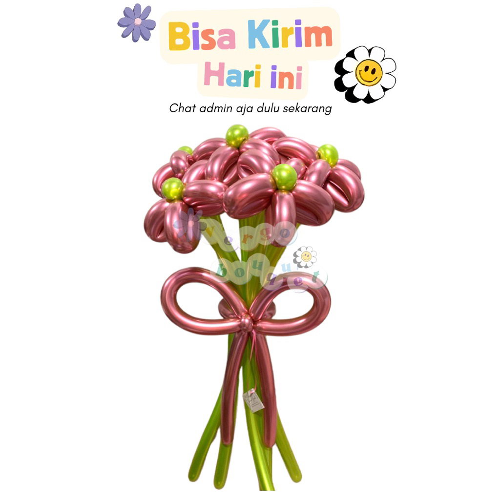 Vergo.bouquet | Bouquet Balon 5 TANGKAI 5 BUNGA | Bouquet Balon Wisuda Foil Ulang Tahun Bouquet Ball