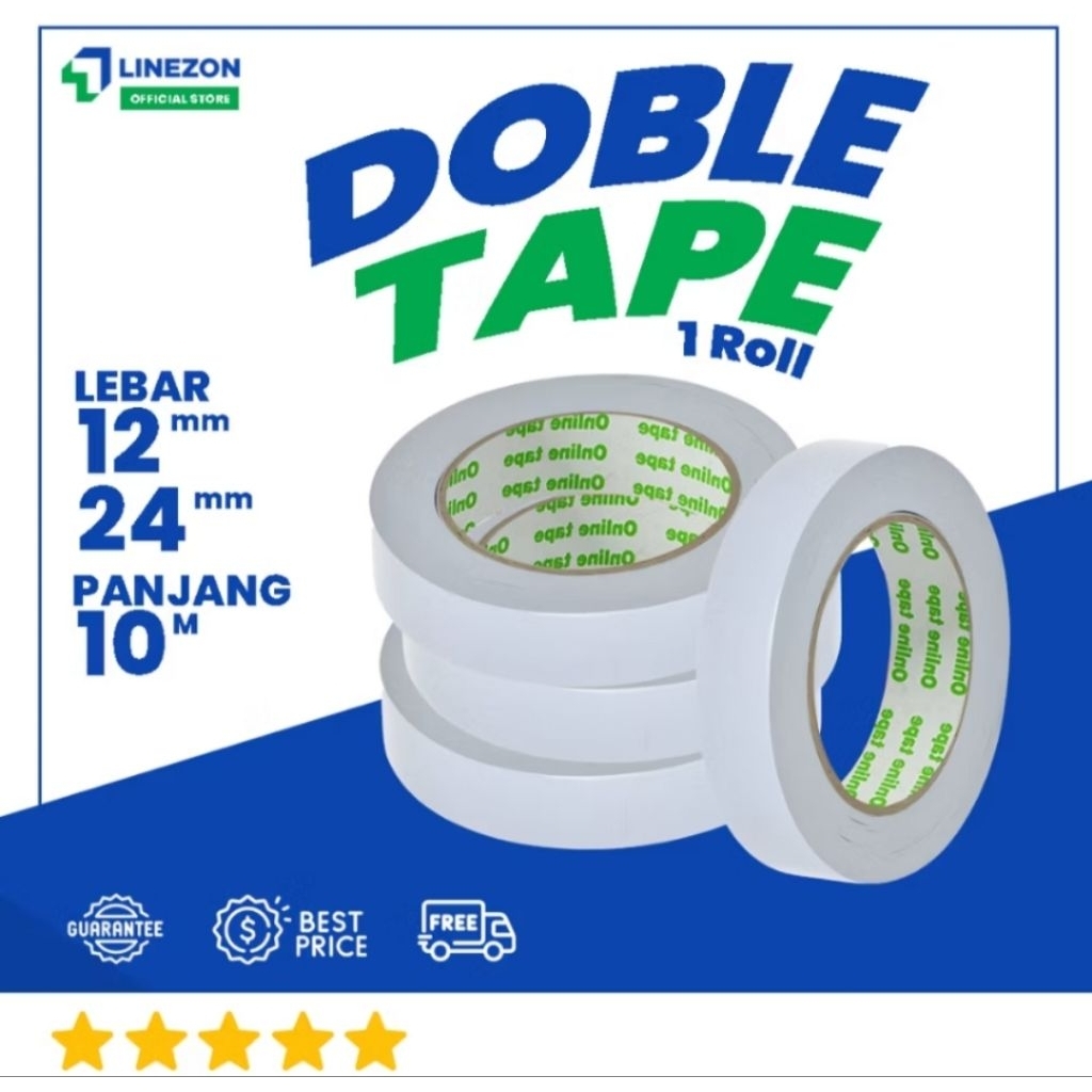 

Double Tape Putih / double tip white lebar 12/24mm panjang 10m