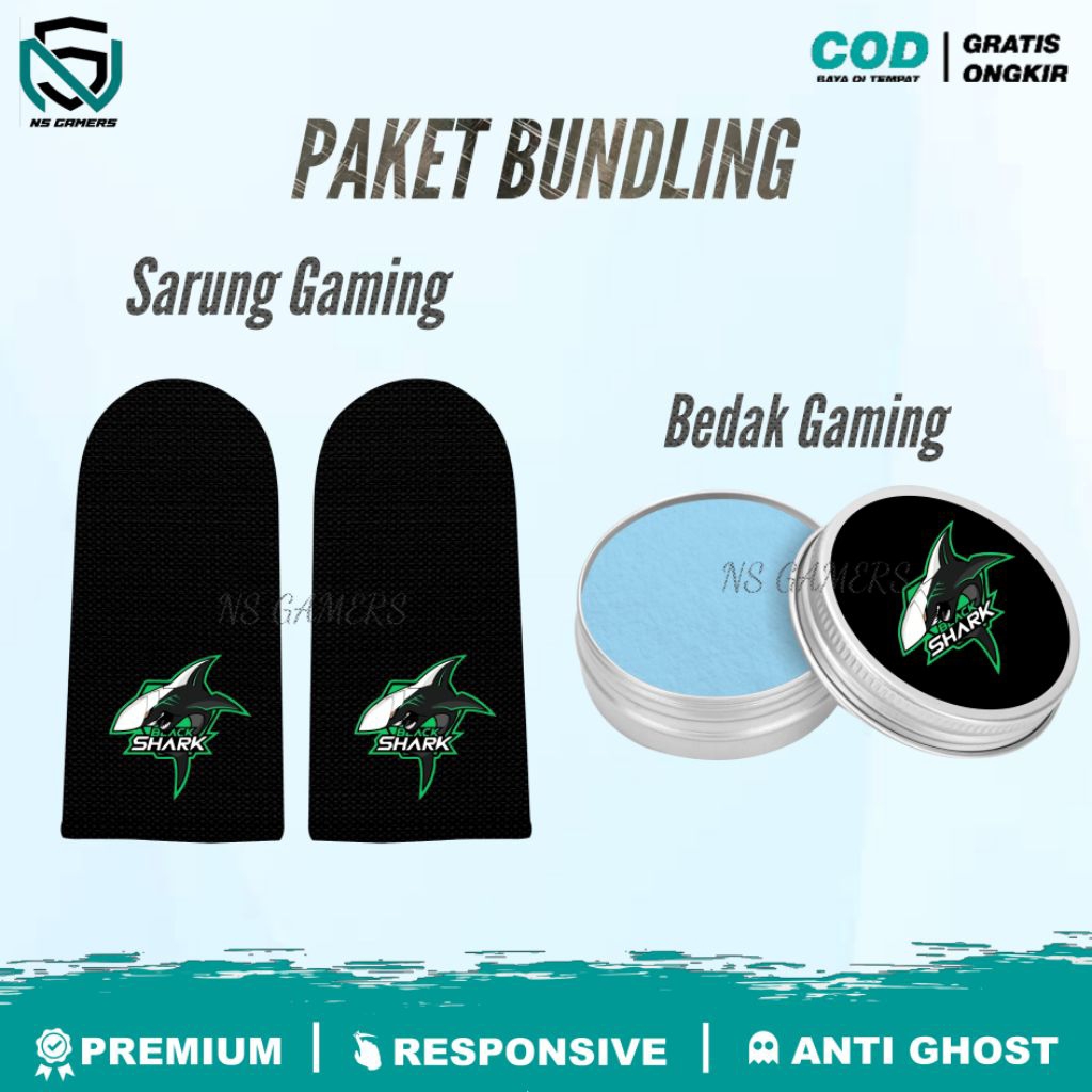 PAKET BUNDLING BEDAK SARUNG GAME SHARK AKSESORIS GAME MOBILE LEGENDS & FF ANTI KERINGAT JOYSTICK