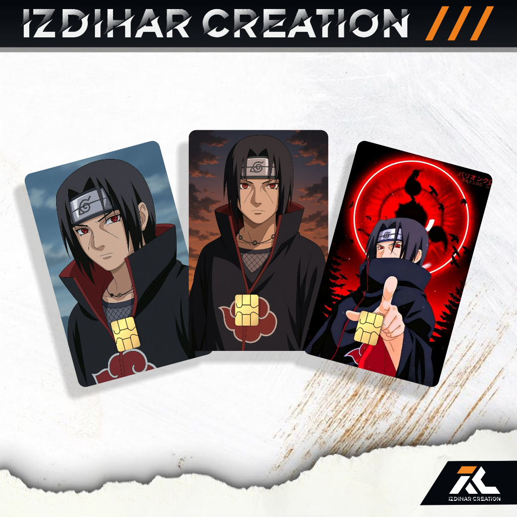 

Skincard Stiker Kartu Atm Garskin Sticker Kartu Atm Emoney Flazz Tema Itachi Laminasi Glosy