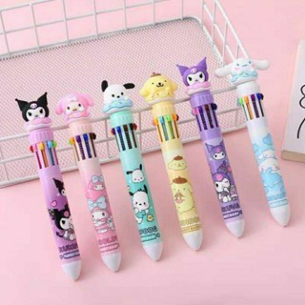 

ATK001 Pulpen 10 Warna Bolpoin 10in1 Hiasan Kepala Sanrio Pena Bullpoint