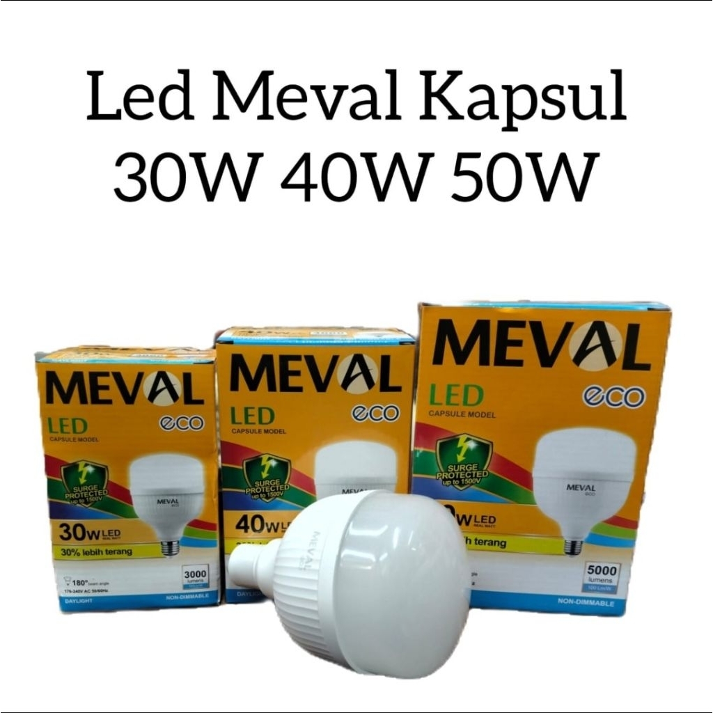 MEVAL Led Meval Kapsul 30 40 50 Watt Putih Kapsul