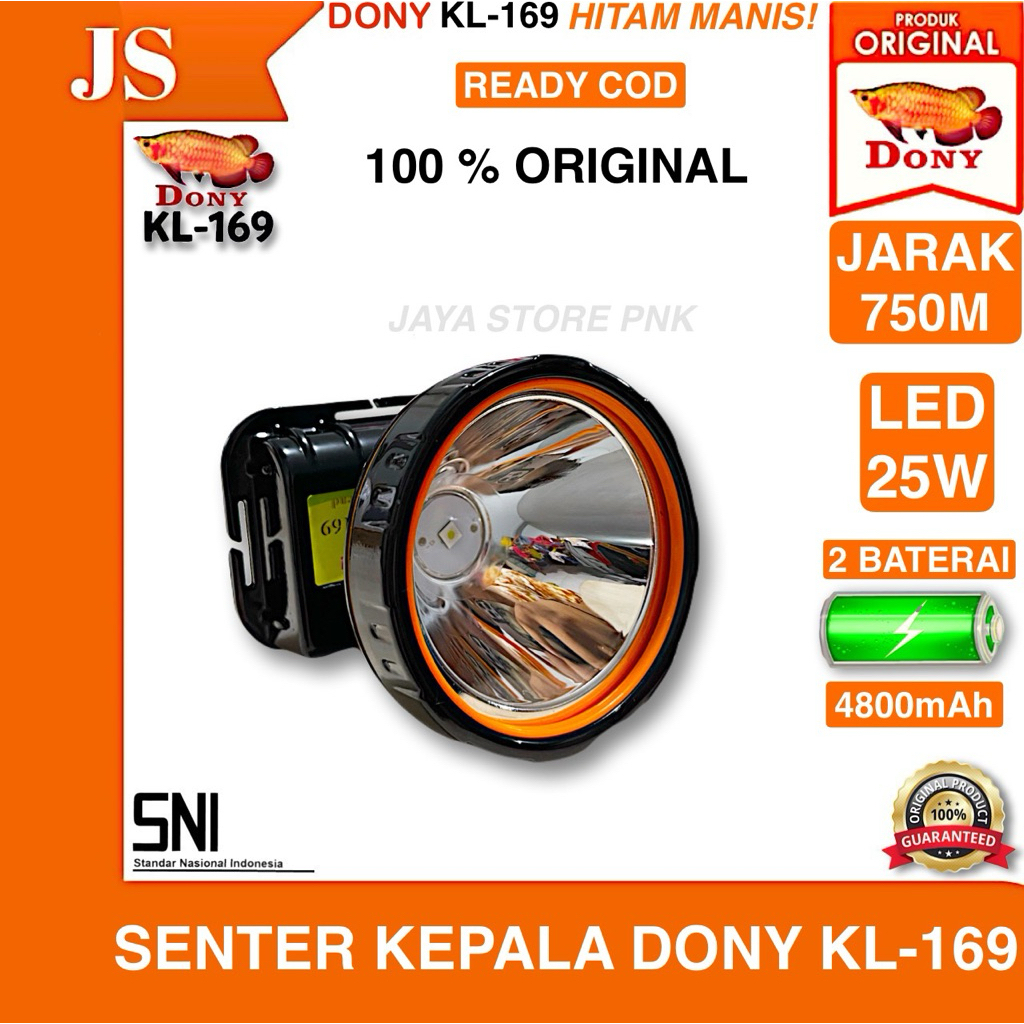 SENTER KEPALA DONY ANTI GORES KL-169 ORIGINAL CAHAYA PUTIH / KUNING SUPER TERANG