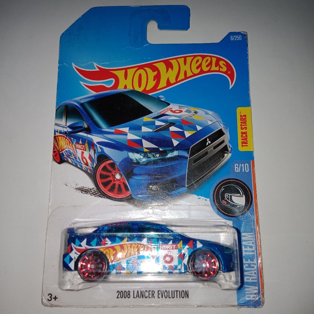 Hot Wheels 2008 Lancer Evolution Blue / Biru - HW RACE TEAM - TRACK STARS - JAPAN CARD