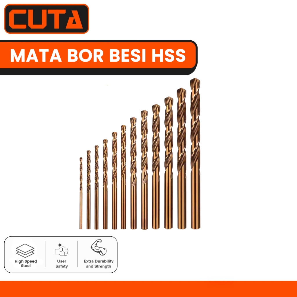 CUTA Mata Bor HSS Mata Bor Besi Stainless Baja Logam Steel 3-10mm 4341 Titanium Coat Drill Bit
