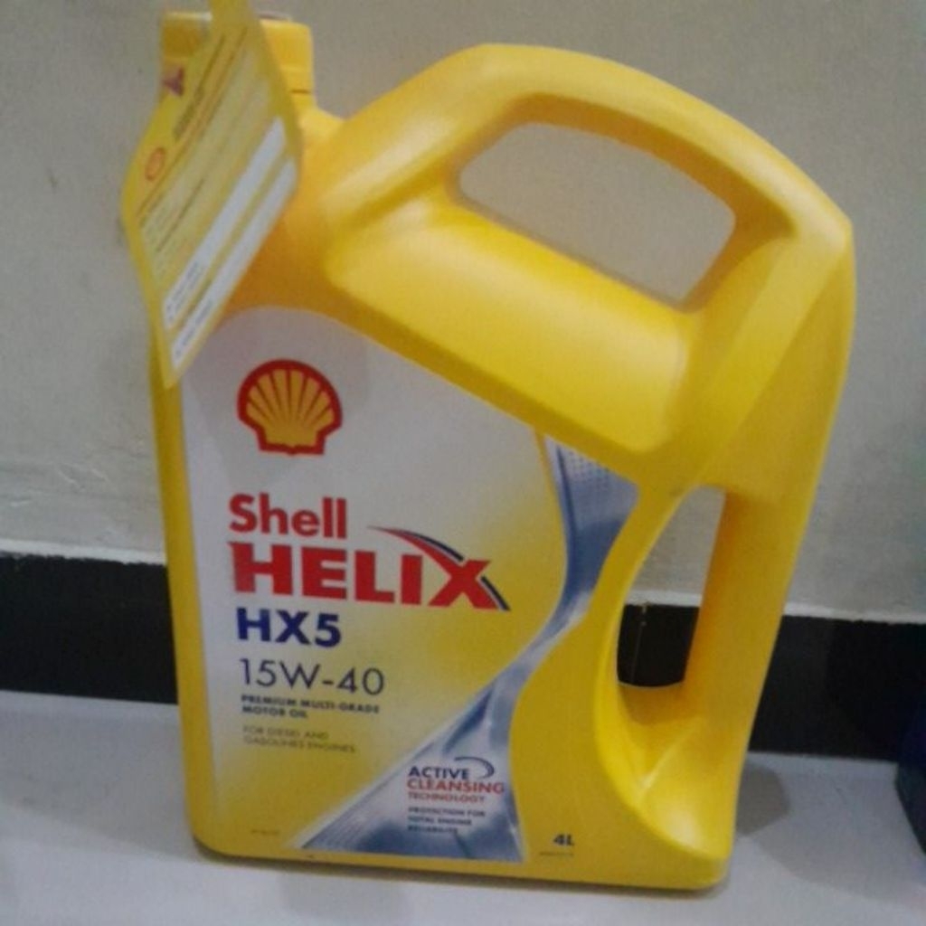 OLI SHELL HELIX HX5 15W-40 4LITER OLI MESIN MOBIL ORIGINAL HOLOGRM 3D