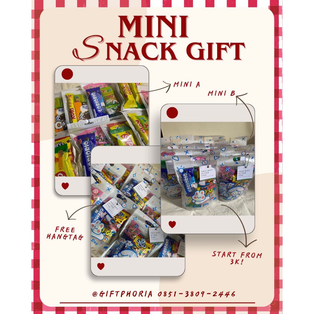 

Mini Gift B isi 7 jajan snack jajan gift ulang tahun graduation seminar sempro semhas untuk cewe cowo