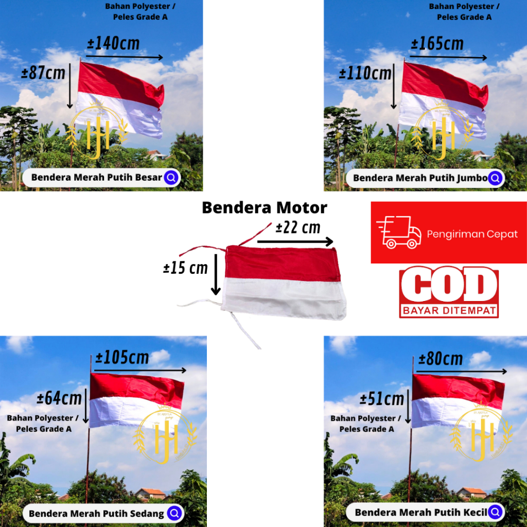Bendera Merah Putih Kecil Sedang Besar Jumbo