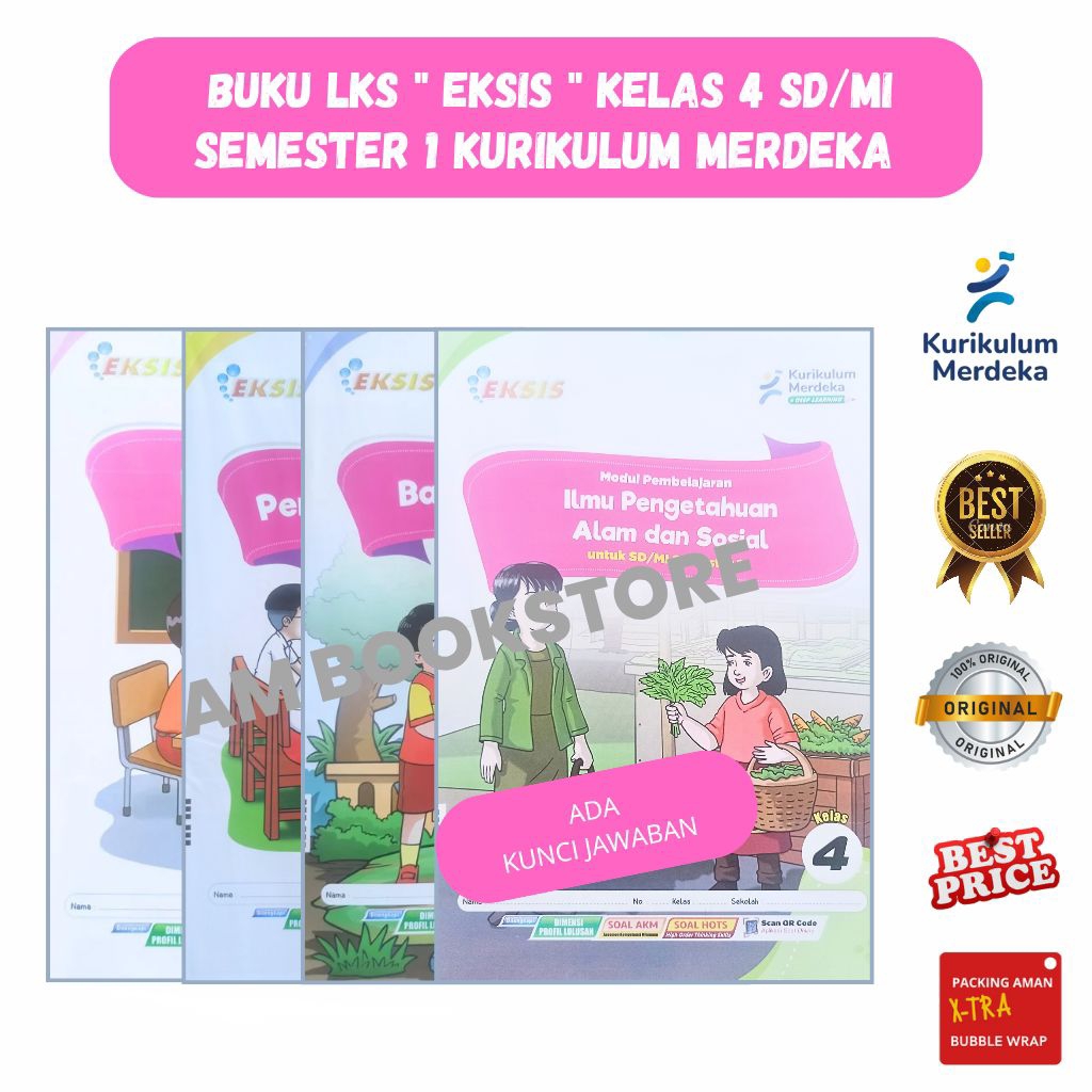 Buku kumpulan Latihan Soal ( LKS ) kelas 4 SD/MI kurikulum Merdeka Semester 1 " Eksis "