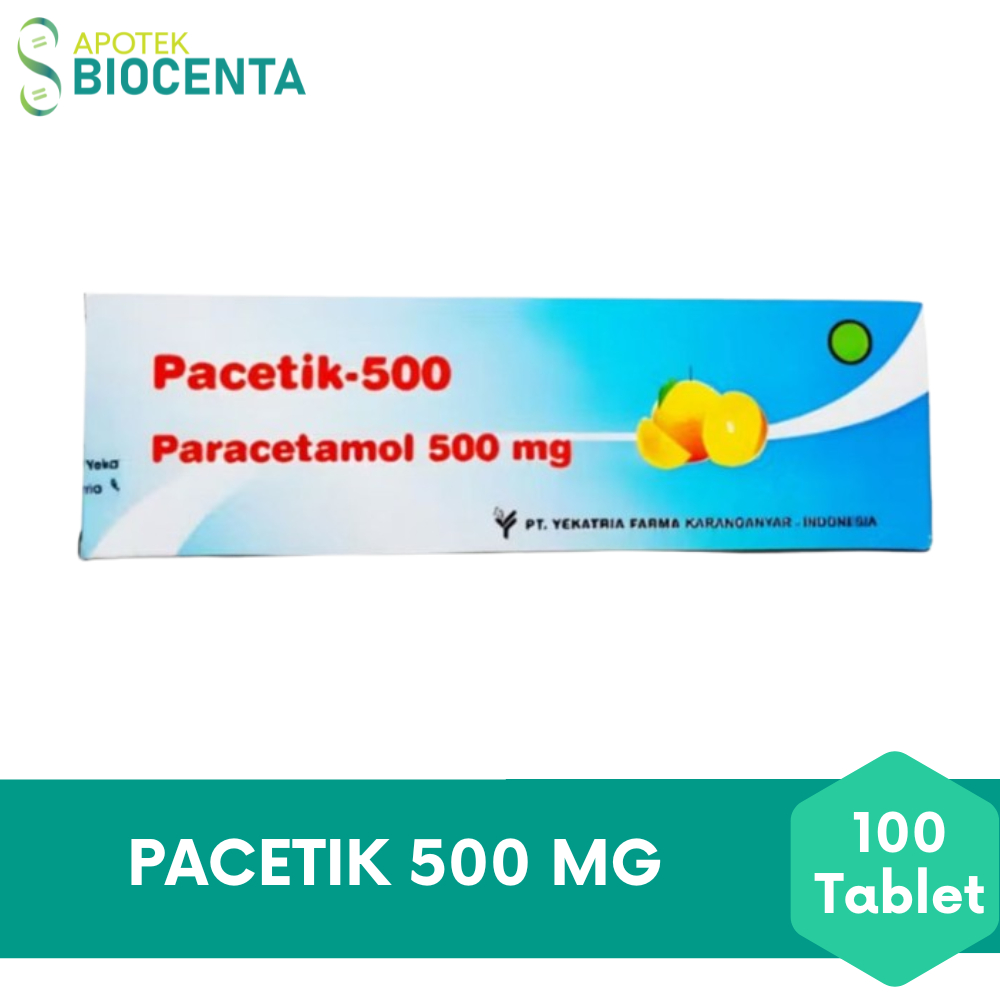 Pacetik Paracetamol 500 mg Perbox isi 100 Tablet - Obat demam nyeri kepala dan sakit gigi