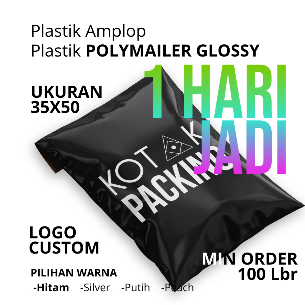 

SABLON PLASTIK POLYMAILER PLASTIK PAKET AMPLOP 35x50 FREE DESAIN