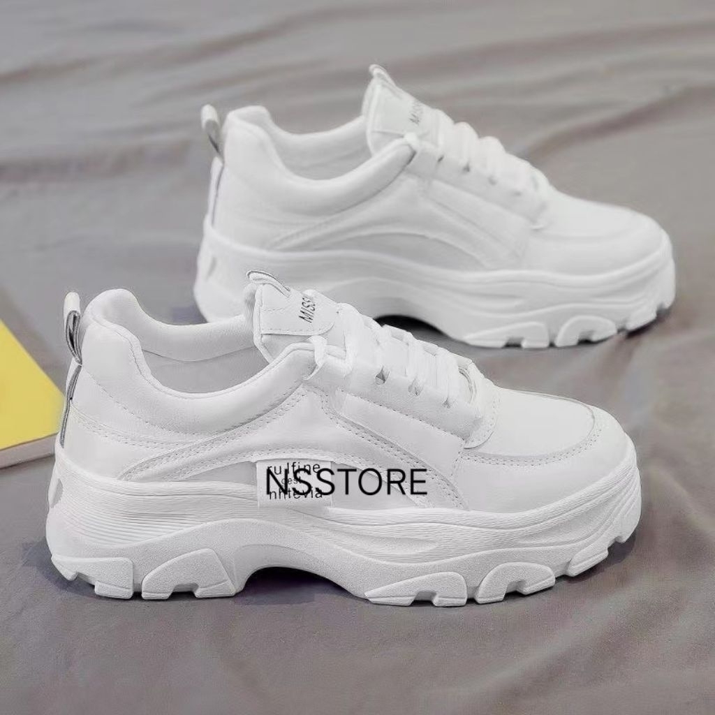 Promo Sepatu Sneakers Wanita/Sepatu Model Korea/Bahan Kulit Sintetis Mesh Jaring/Sepatu Wanita Putih