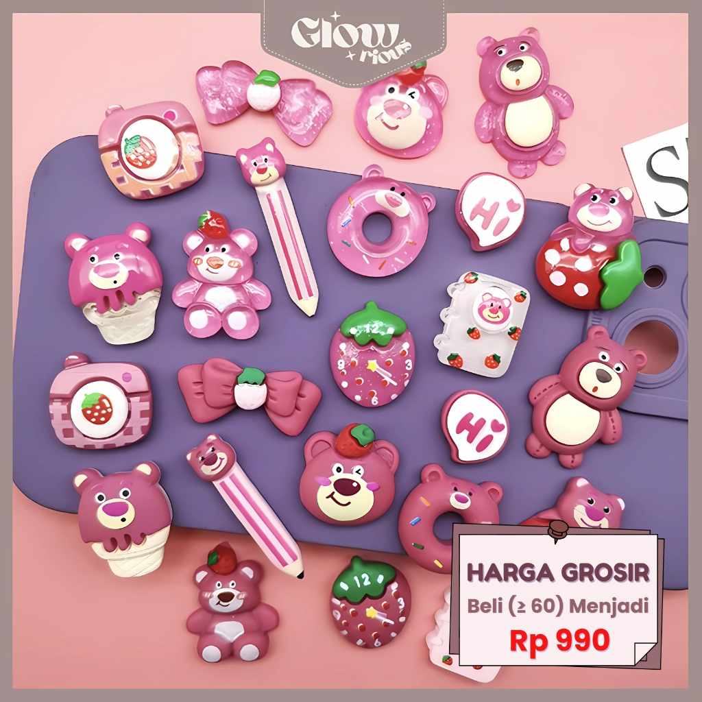 

GR Stiker 3D Pink Case HP Botol Minum Notebook Stiker DIY Timbul Per Pcs Aesthetic PIN Motif Lotso